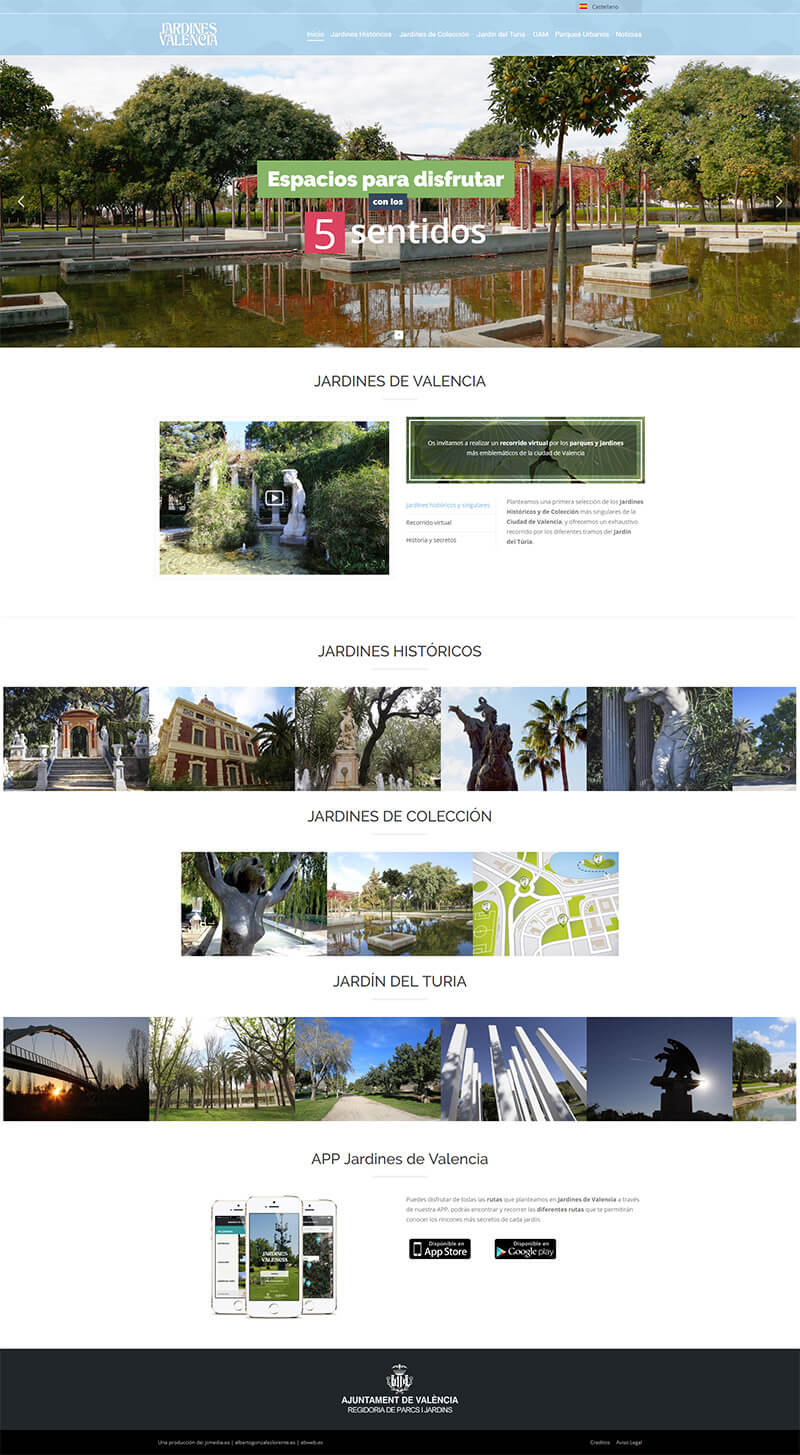 Página web con la que se inicia la visita a Jardines Valencia