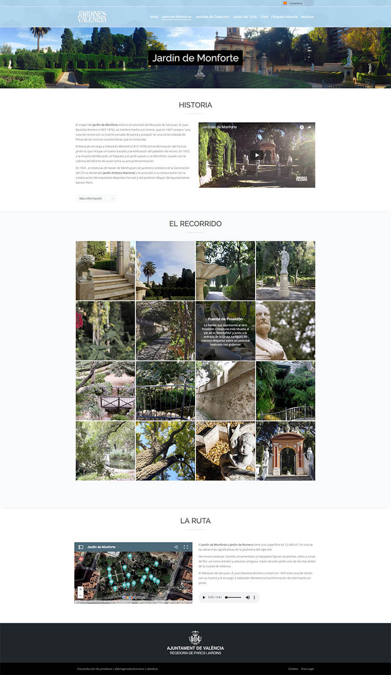 Página web desde la que visitamos el jardín de Monforte