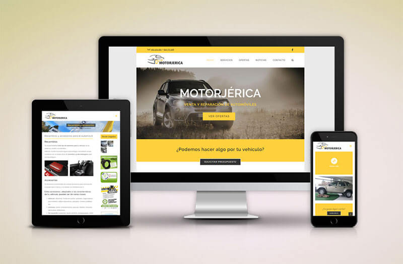 Diseño web de la página Motorjérica. Taller y concesionario en Castellón