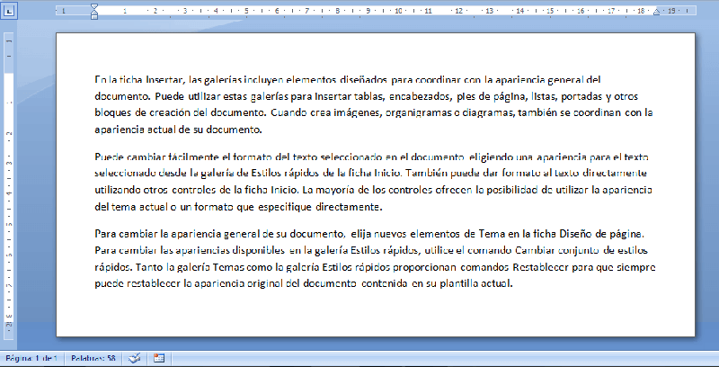 La primera opción es generar el texto falso de Word por defecto