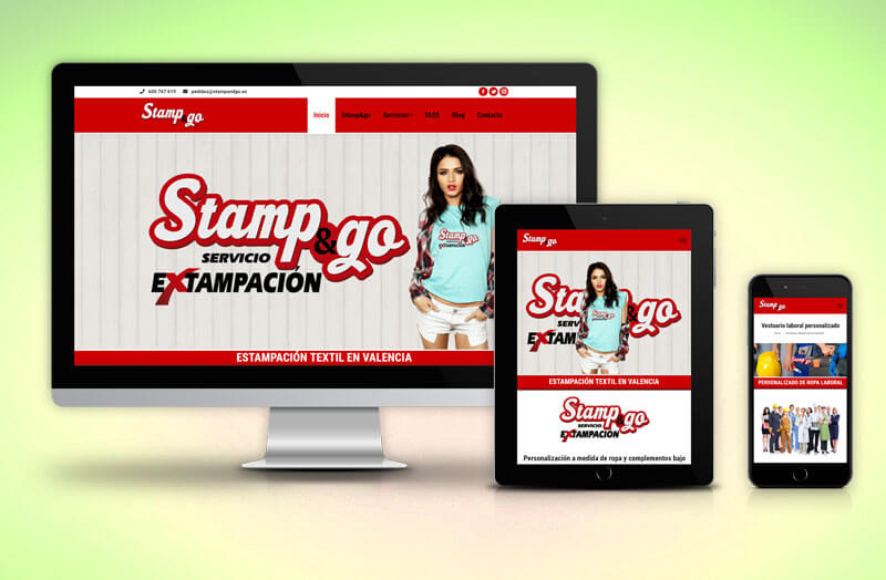 Vistas responsives del diseño de la página web Stamp&Go