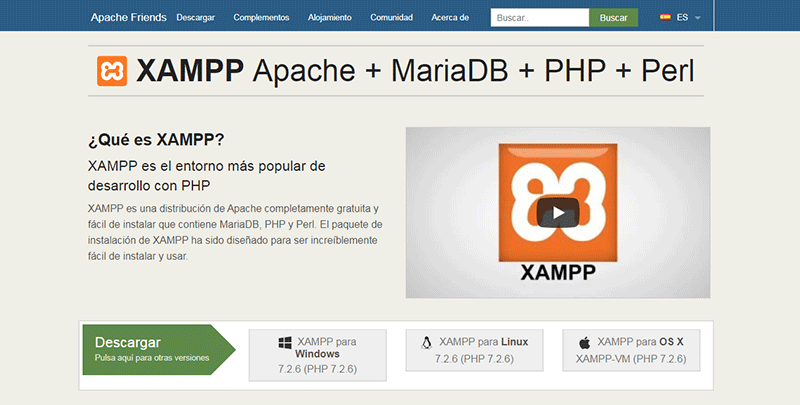 Accediendo a Apache Friends verás desde dónde descargar Xampp