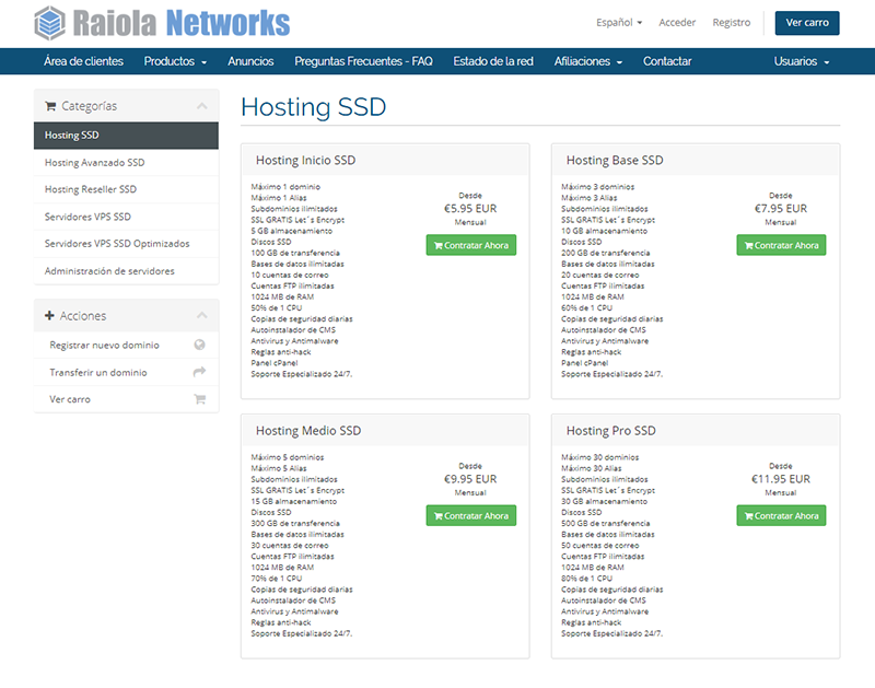 Selecciona el hosting SSD más barato