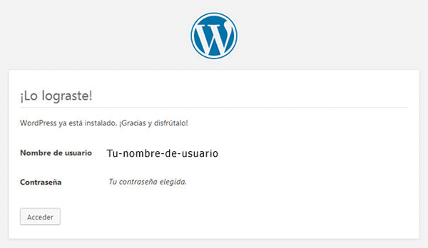 Has logrado instalar WordPress correctamente
