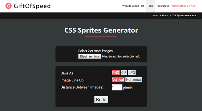 GiftOfSpeed no es tan solo un generador de Sprites, sino una completa herramienta para chequear el WPO de nuestra página web