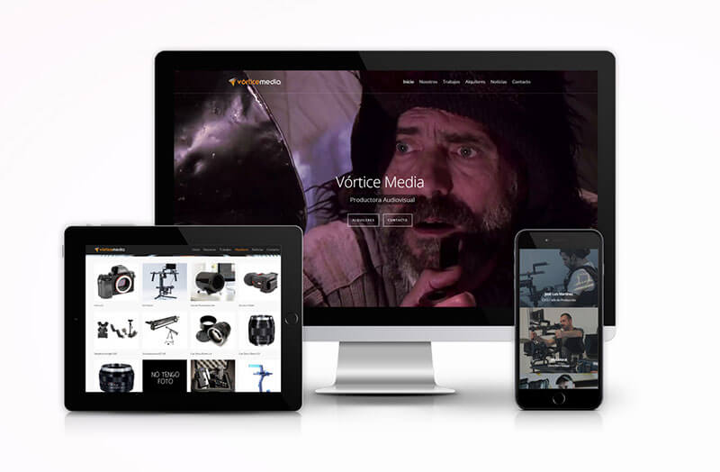 Diseño de la página web de la productora valenciana Vórtice Media