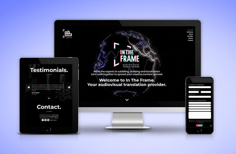 Diseño página web de la empresa Valenciana dedicada a la traducción profesional para audiovisuales In The Frame Audiovisual Translation