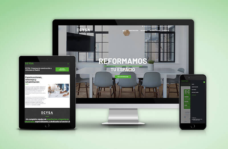 Diseño de página web para la empresa constructora de Madrid con sede en Valencia ECYSA