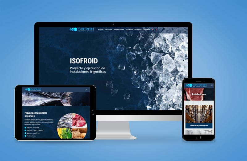 Rediseño de la página web corporativa de la empresa de Torrent Isofroid, que se dedica a la instalación de sistemas de frío industrial
