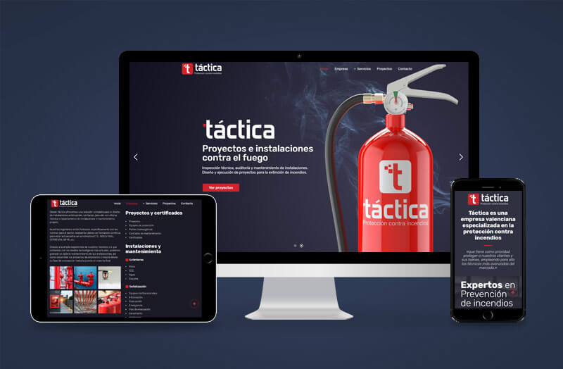 Diseño web de la empresa contra incendios Táctica, de Valencia